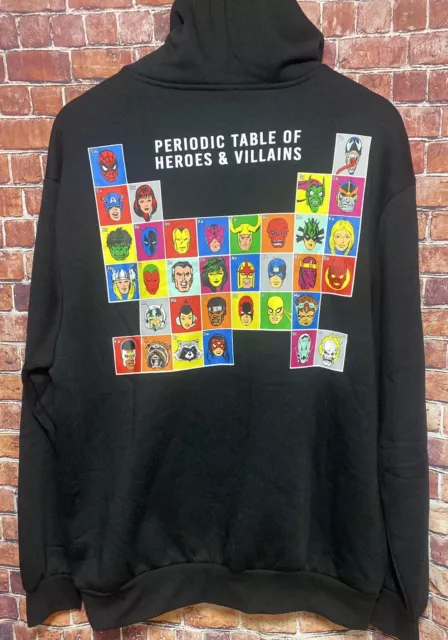 Marvel Men's Hoodie Periodic Table of Heroes Pull Over Hooded Sweatshirt