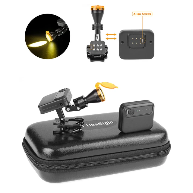 5W LED Wireless Dental Medical Clip-on Head Light w/ Optical Filter 2 Batteries