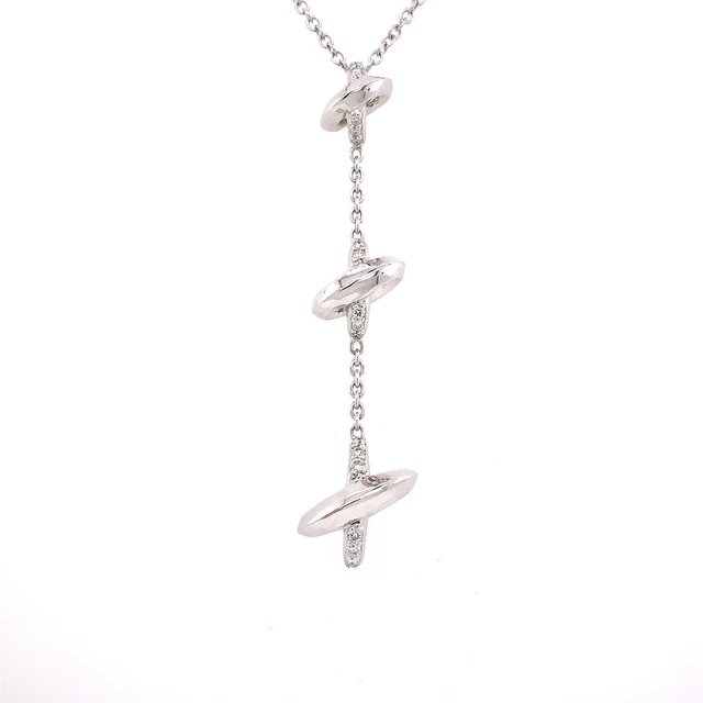 Movado 18k White Gold & Diamond Triple Pendant Necklace - 16.5” Movado 18k White Gold & Diamond Triple Pendant Necklace - 16.5”