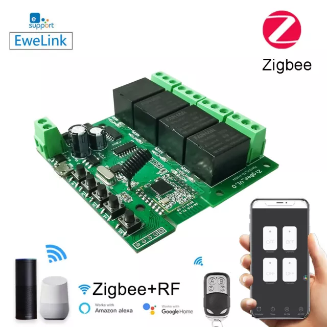 4CH eWelink Zigbee Kabellos Empfänger Relais Schalter mit 433Mhz Fernbedienung