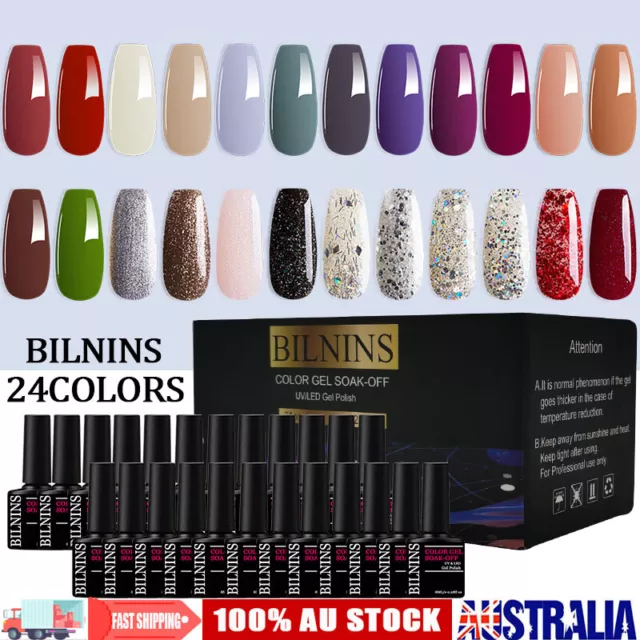 BILNINS 24PCS UV LED Color Gel Nail Polish Soak Off Varnish Gift Nail Art Set