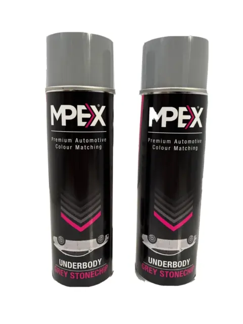 2 x Mpex Grey Stone Chip Anti Gravel Aerosol Spray Paint Oversprayable 500ml