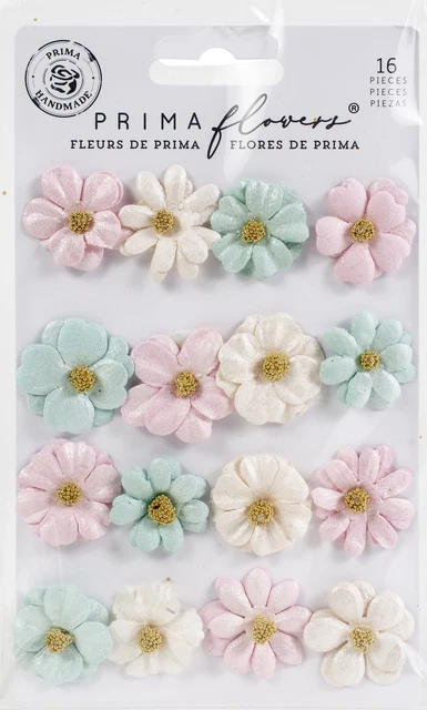 Paquete de 3 flores de papel de morera Prima Marketing - pequeños besos/con amor -50995
