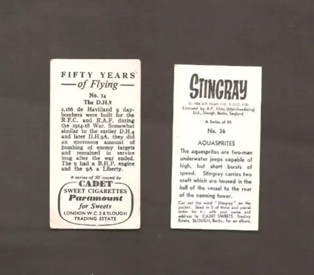 Cadet Sweets Spare Cards Stingray And Fifty Years Of Flying 2