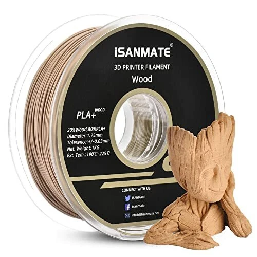 iSANMATE Wood Filament 1.75mm, PLA+ Wood Filament 1.75mm, 3D Printer Filament...