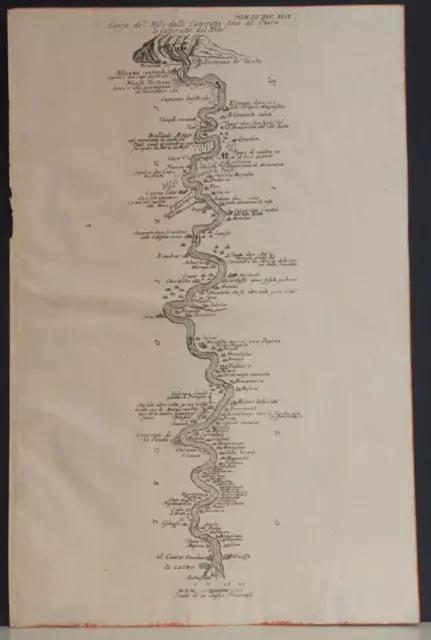 NILE RIVER EGYPT 1770ca ANONYMOUS UNUSUAL ANTIQUE ORIGINAL COPPER ENGRAVED MAP