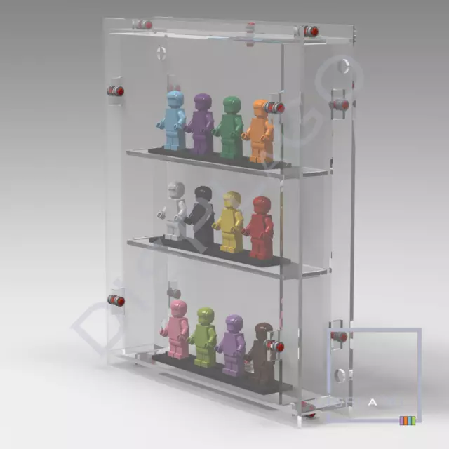 Wall Mounted Display case for up to 12 LEGO® minifigures. Mini Series Display