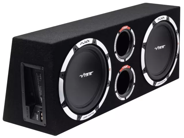 Vibe Slick 12in 2400w Twin Passive Car Audio Bass Box Sub Subwoofer Enclosure