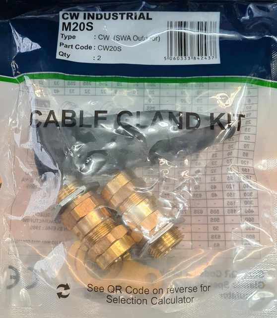 CW20S Swa Small 20mm Armored Outdoor Cable Gland Pack Steel Kit of 2