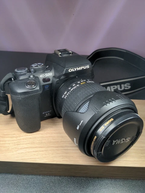 Olympus E-500 MP Digital SLR camera And Sigma 18-125mm Lens, Battery And Charger