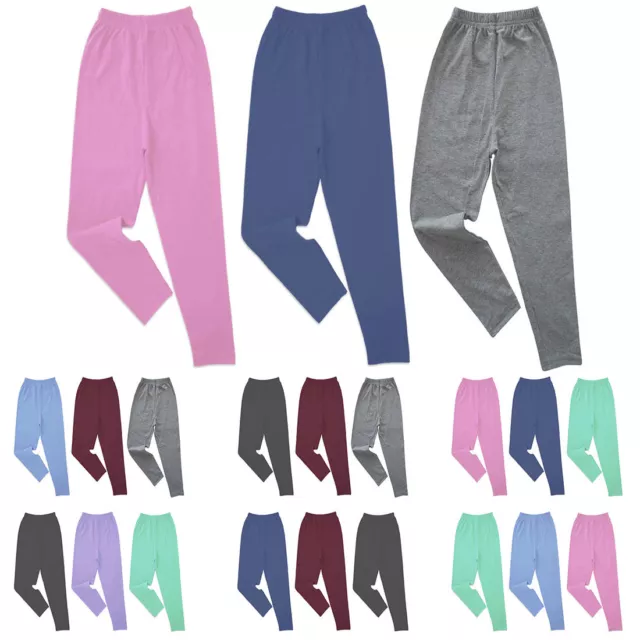 Kinder Mädchen Leggins Mix-Pack-Set 3 Farben Blickdicht Baumwolle Leggings Hose