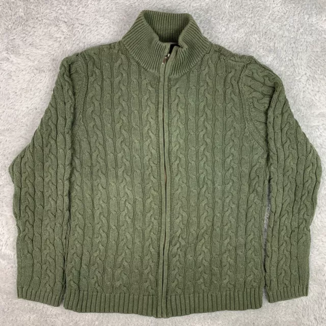 Unbranded Green Full Zip Cable Knit Knitted Cardigan Women's Size Approx XL