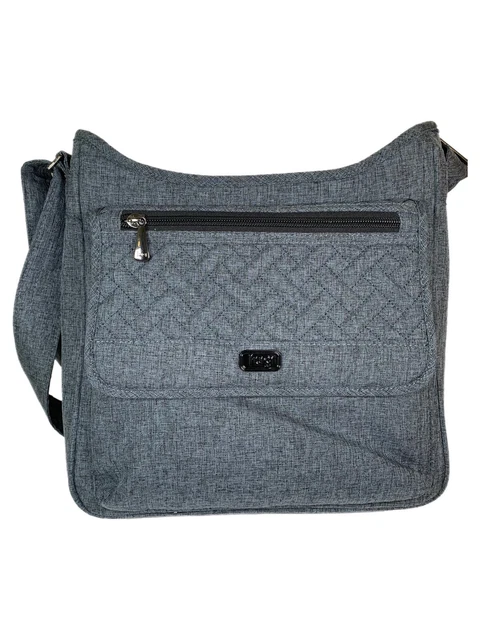 Lug Hopscotch Crossbody Bag Gray Zip Top & Pockets Travel RFID Storage
