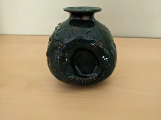 Ceramic Vase, greenish color  by Terrin Levitt - 4 in high