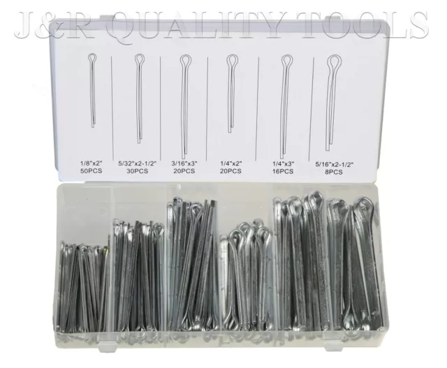 144PC Large Assorted Cotter Pins Extra Large Pin Assortment Cotter Keys Set