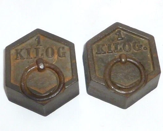 2 alte ! KG Gewichte Gussgewichte Gewicht weights Eisengewichte Eichstempel Kilo