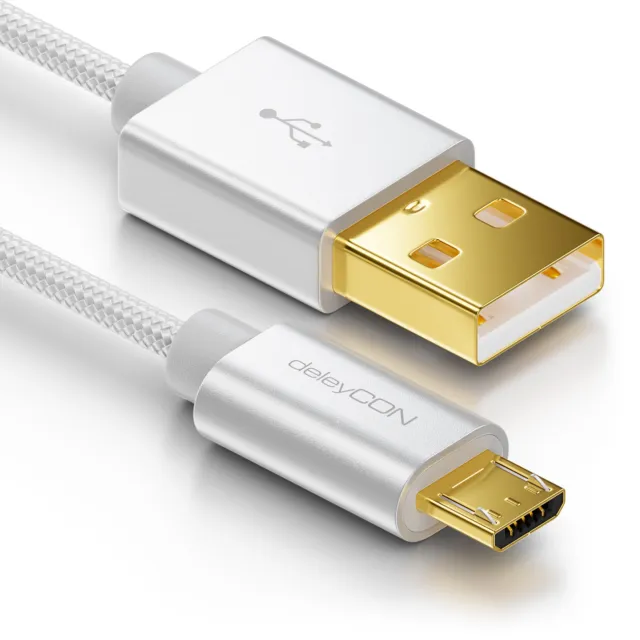 deleyCON 1m Micro USB Kabel Nylon Ladekabel Datenkabel Sync Kabel Handy Tablet