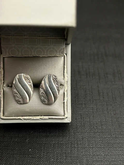 Ancienne Paire de Bouton Manchette En Argent Massif Créateur art deco