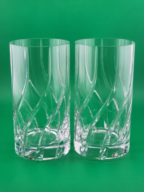 Set of 2 Mikasa Olympus Crystal Highball Glasses 5 & 3/8" Retired Barware
