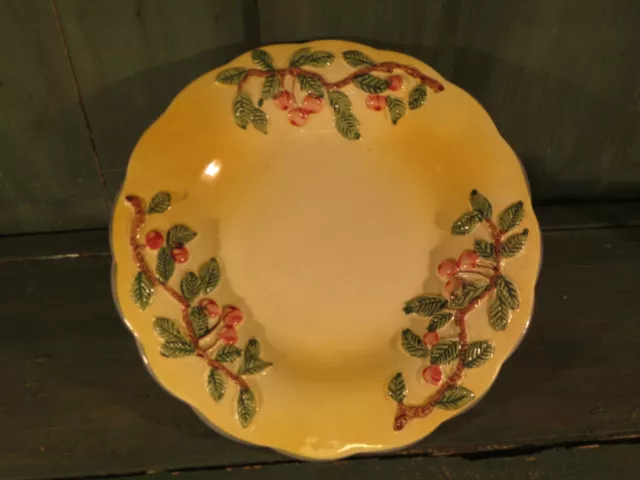 assiette style barbotine decor cerise french antique plate