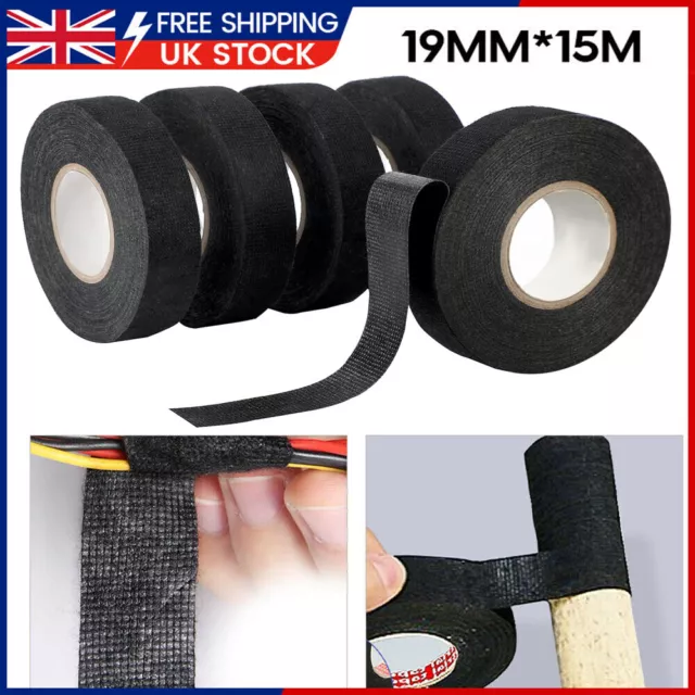 10x Adhesive Cloth Fabric Tape Cable Loom Wiring Harness For Car Auto 19mmx 15M