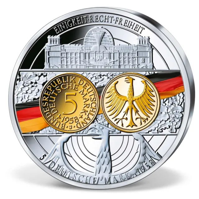 5 Dm / Mark Münze / Silberadler 1958 J - 70 Mm - Medaille - Silber Auflage - Pp