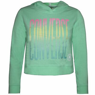 Converse Junior Girls Ombre Cropped Hoodie Sweatshirt Green 466724 G11