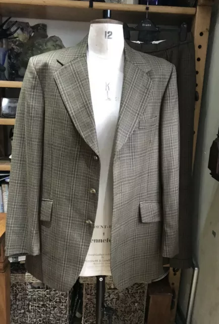 Vero Abito Burton Vintage 42" Su Misura Petto Pantaloni Risvoltati Giacca A Quadretti