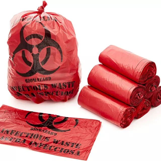 10 Gallon Biohazard Waste Thrash Bags No Leak Hazard Symbol 50pk