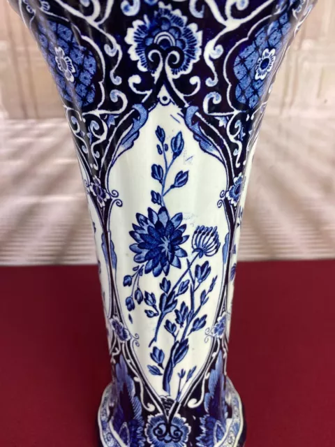 GROSSE KERAMIK VASE BLUMEN DEKOR 30cm OHNE CHIPS DELFT HOLLAND TROMPETENVASE 3