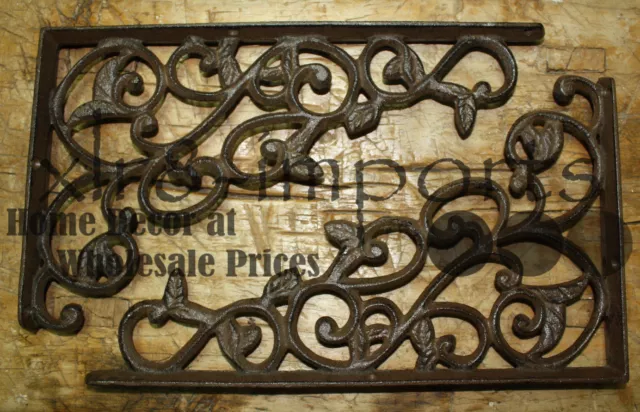 4 Cast Iron Antique Style LEAVES & VINE Brackets, Garden Braces Shelf Bracket