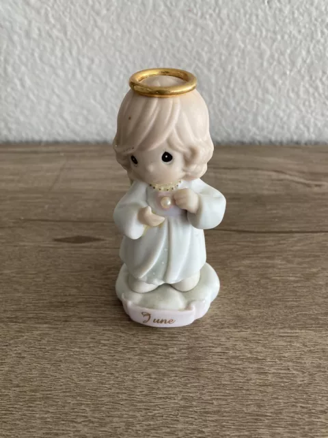 Enesco Precious Moments June Bisque Porcelain Birthday Figurine 4”T 2”W