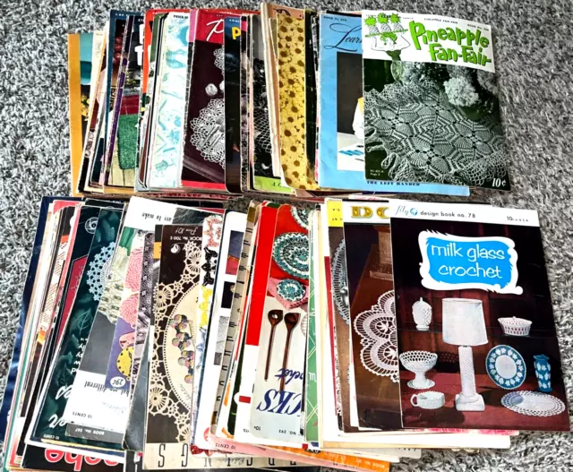 Huge Lot 125 Vintage Crochet Books Star Lily Clark's ONT Doilies 1940s & 1950s