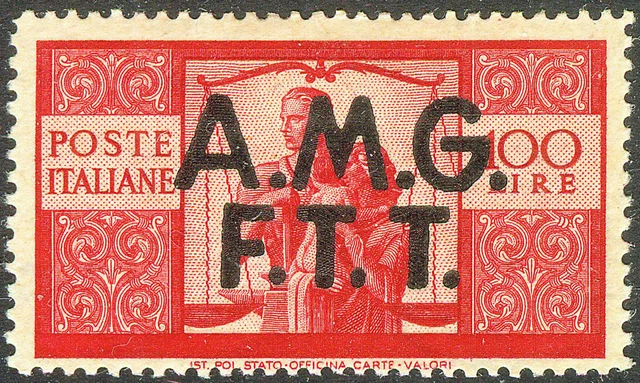 Italy AMG-FTT Trieste Zone A 1947, 100L Dark Carmine Democracy Mi.# 17, MH