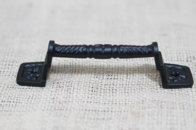2 Cast Iron Black Barn Handle Gate Pull Shed Door Handles Fancy Drawer Pulls 5