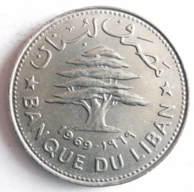 1969 LEBANON 50 PIASTRES - Excellent Coin - FREE SHIP - Bin #351