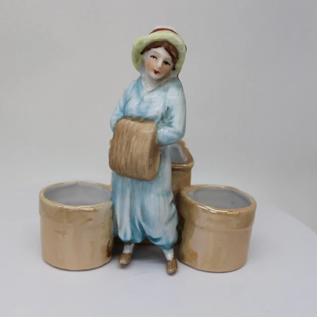 Moutardier / Salière Porcelaine Figurine Cochon écolier – Art Déco / Art Nouveau