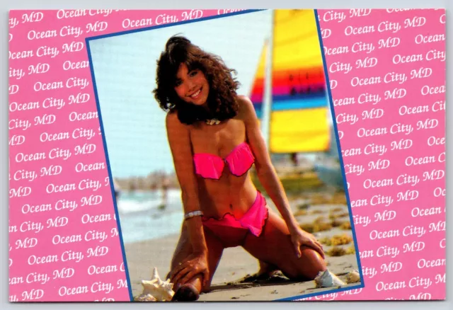 Maryland Ocean City Female Model in Bathing Suit Vintage Postcard Continental