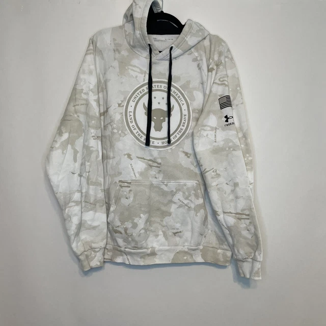 Under Armour Men's Project Rock Veterans Day Camo Hoodie USA White Size XL Under Armour Men's Project Rock Veterans Day Camo Hoodie USA White Size XL
