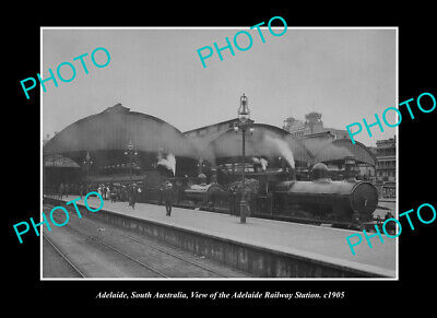 OLD POSTCARD SIZE PHOTO ADELAIDE SOUTH AUSTRALIA THE RAILWAY STATION c1905