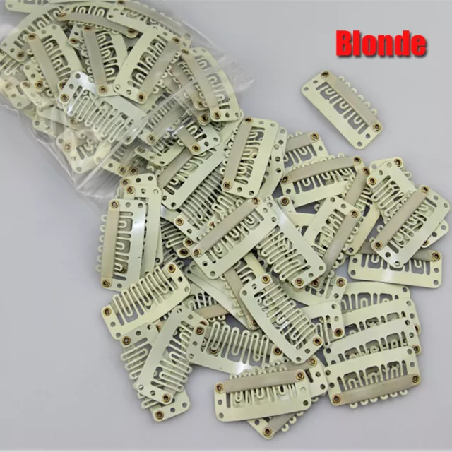 10PCS*32mm Metal U Shape SNAP CLIPS FOR HAIR EXTENSION WEFT 6-Teeth Clip-on  ME88