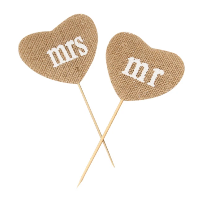 Banderole Jute CŒUR 'Cards' 2 Mètres - Décoration Mariage Rustique & Événements Festifs - Guirlande Fanion Toile De Jute