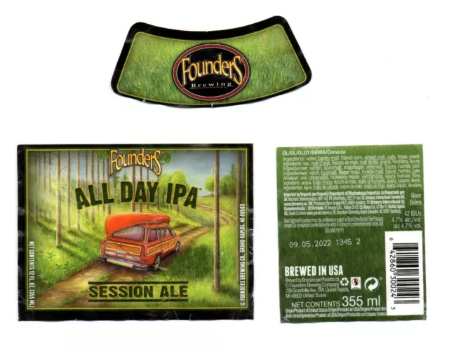Birra Founders All Day IPA Session Ale 355 ml - etichette