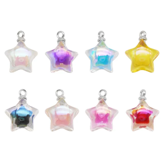 12-pack Mix AB Acrylic Star Charm Necklace Pendant Earring Keychain DIY 22x17 mm
