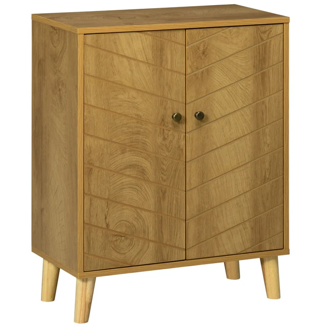 HOMCOM Mobile da cucina con Due Ripiani interni 60x30x76cm Color legno