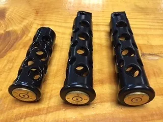 JT's Cycles Once Fired .50 caliber BMG Bullets black footpegs for Harley FXD FXR