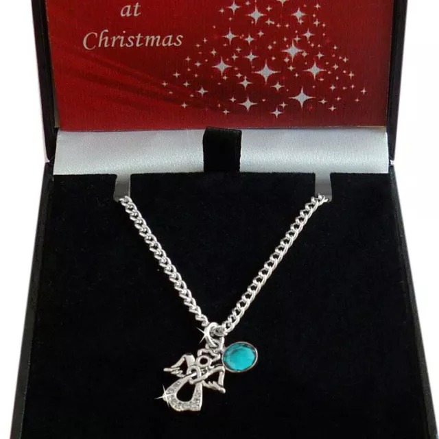 Birthstone Necklace with Angel Pendant, Christmas Gift for Girls & Women