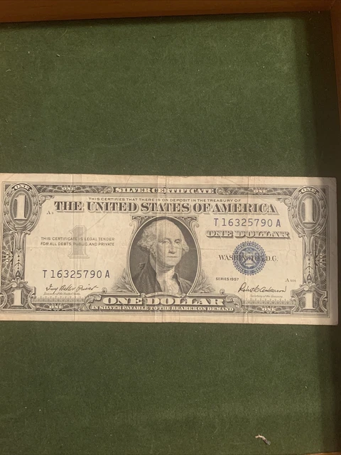 1957 One Dollar Blue Seal Note Silver Certificate Old US Bill $1 Money