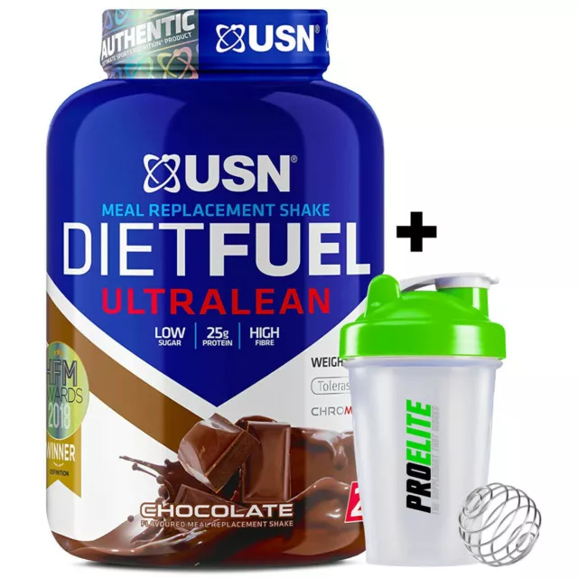 USN Diet Fuel Ultralean 2Kg Meal Replacement Weight Loss Protein Shake + Shaker