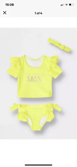 River Island Mini Girls Yellow Sass Bikini Set 18-24 Months